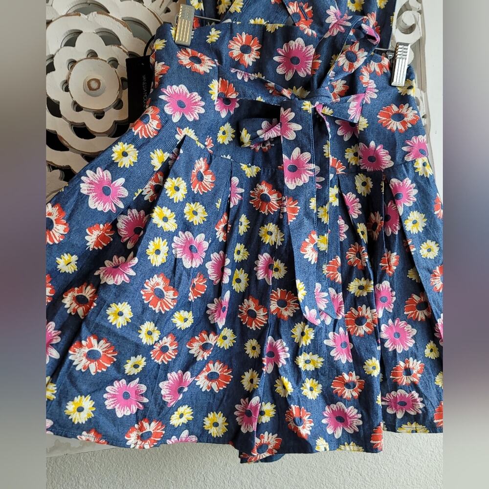 VANESSA MOONEY Venus Blue White Daisy Floral Cotton Romper Boho Feminine NWT S - Picture 12 of 16